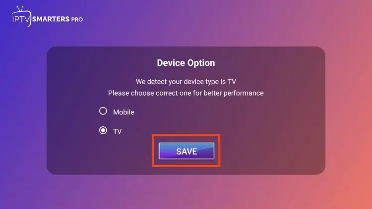 Choose Device Type